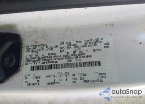 2015 Ford F-150 Xl z USA, uszkodzony, nr VIN 1FTFX1EG6FKD98698